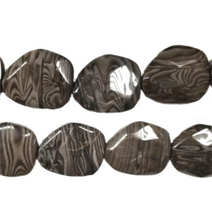 BLACK ZEBRA FACETED PEAR FREEFORM 23X28MM